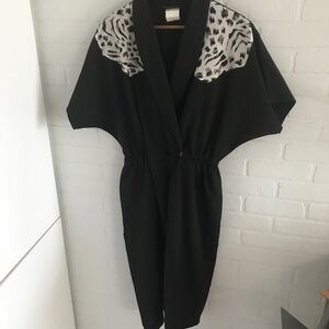 Vintage Midi Dress Michael Phillips Bat Sleeve Mixed Animal print Size 13